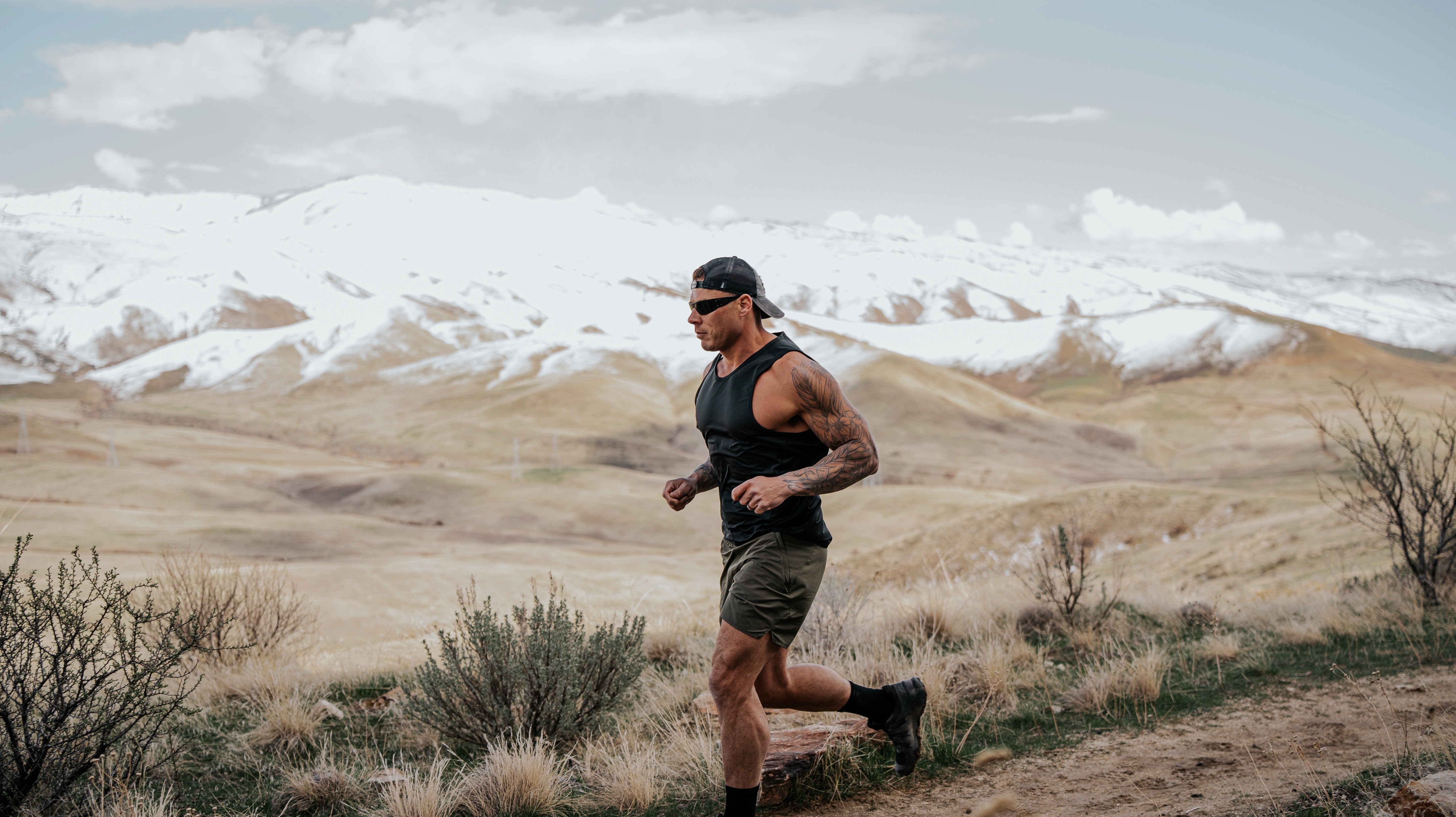 LINEAR Clothing founder Chris Rullie trail running Table Rock Quarry trails.