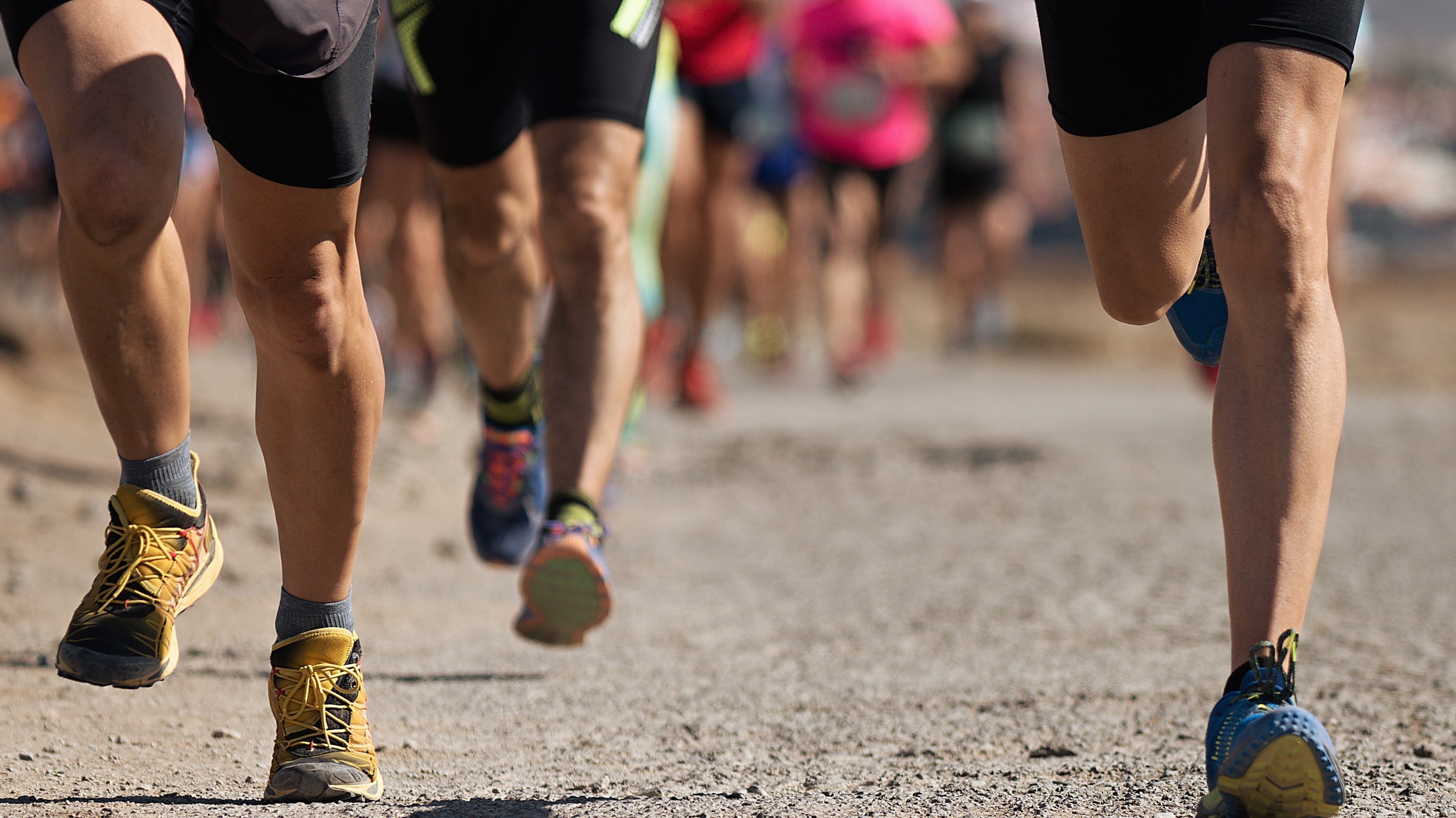 Trail marathon racers legs