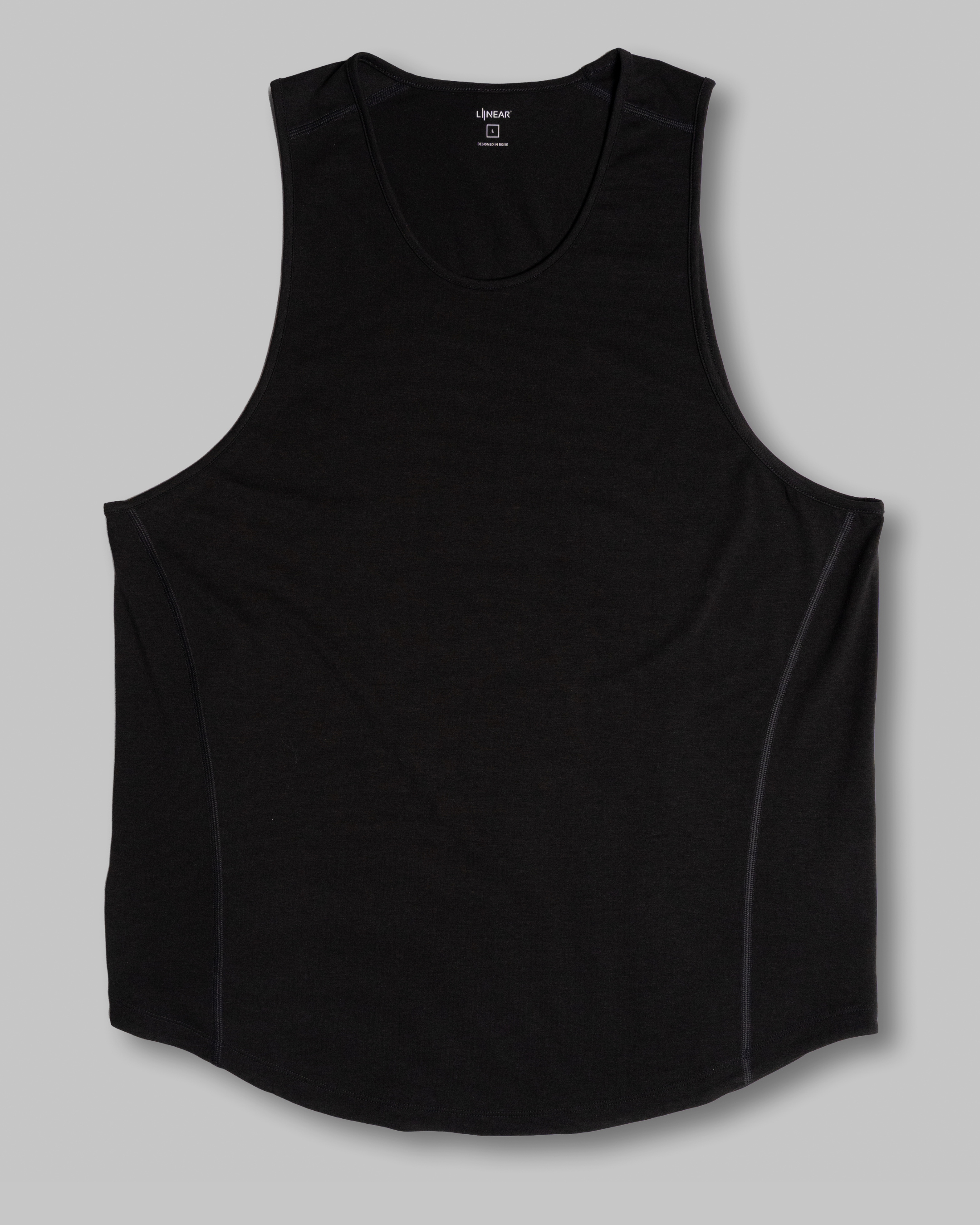 Black tank top on a gray background
