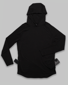 Black hoodie on a light gray background